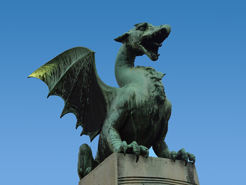 Dragon Bridge in Ljubljana — four bronze dragons guarding the historic crossing over the Ljubljanica River